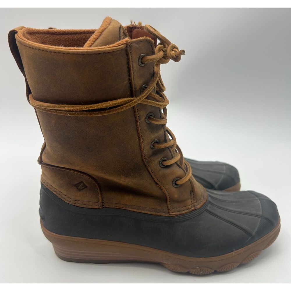 Sperry Saltwater Duck Boots Leather wedge Brown Women's Size 7